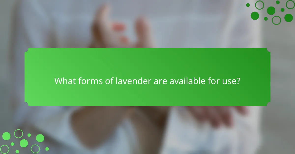 What forms of lavender are available for use?